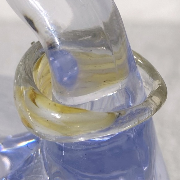 Vintage Art Glass Handmade Yellow White Band Ring - Picture 3 of 13